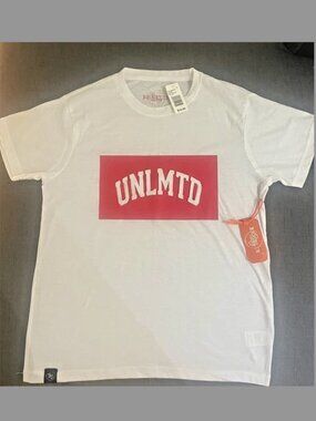 NWT Brooklyn Standard UNLMTD Box Logo Graphic Mens T-Shirt White SZ SM